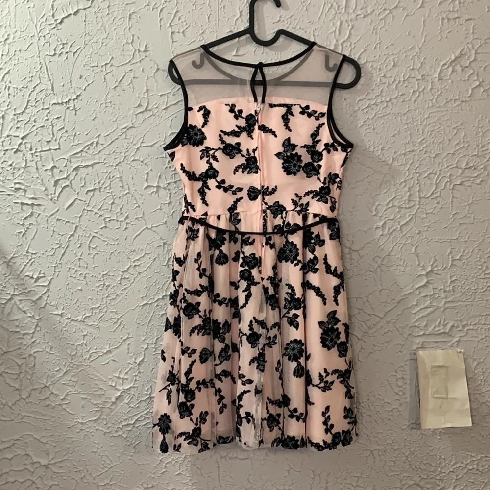 Children’s Place NEW Girls Floral Shimmer Dress Pink Tinge Black 14 Birthday